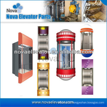Customized Panoramic Elevator Cabins for Machine Room Elevators 1.0m/s ~ 1.75m/s
